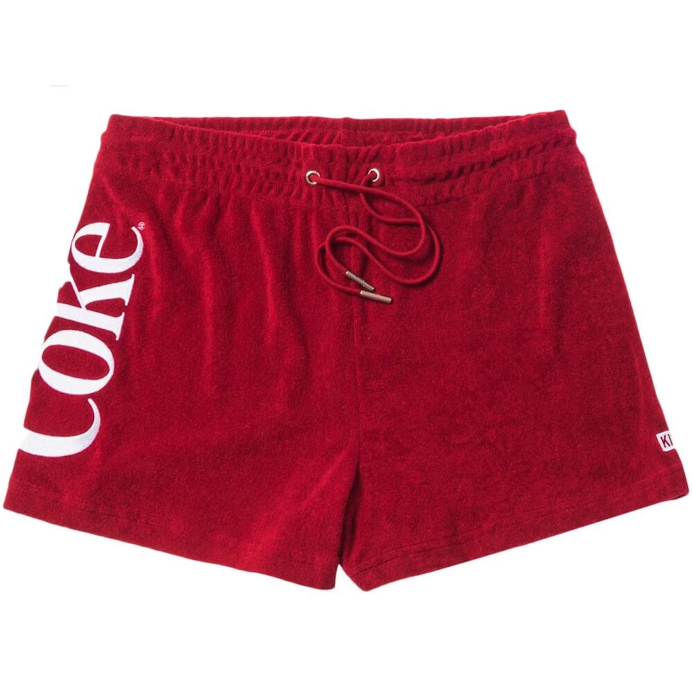 Kith Women x Coca Cola Terry Short XS Red Drawstring embroidered Logo Beachy